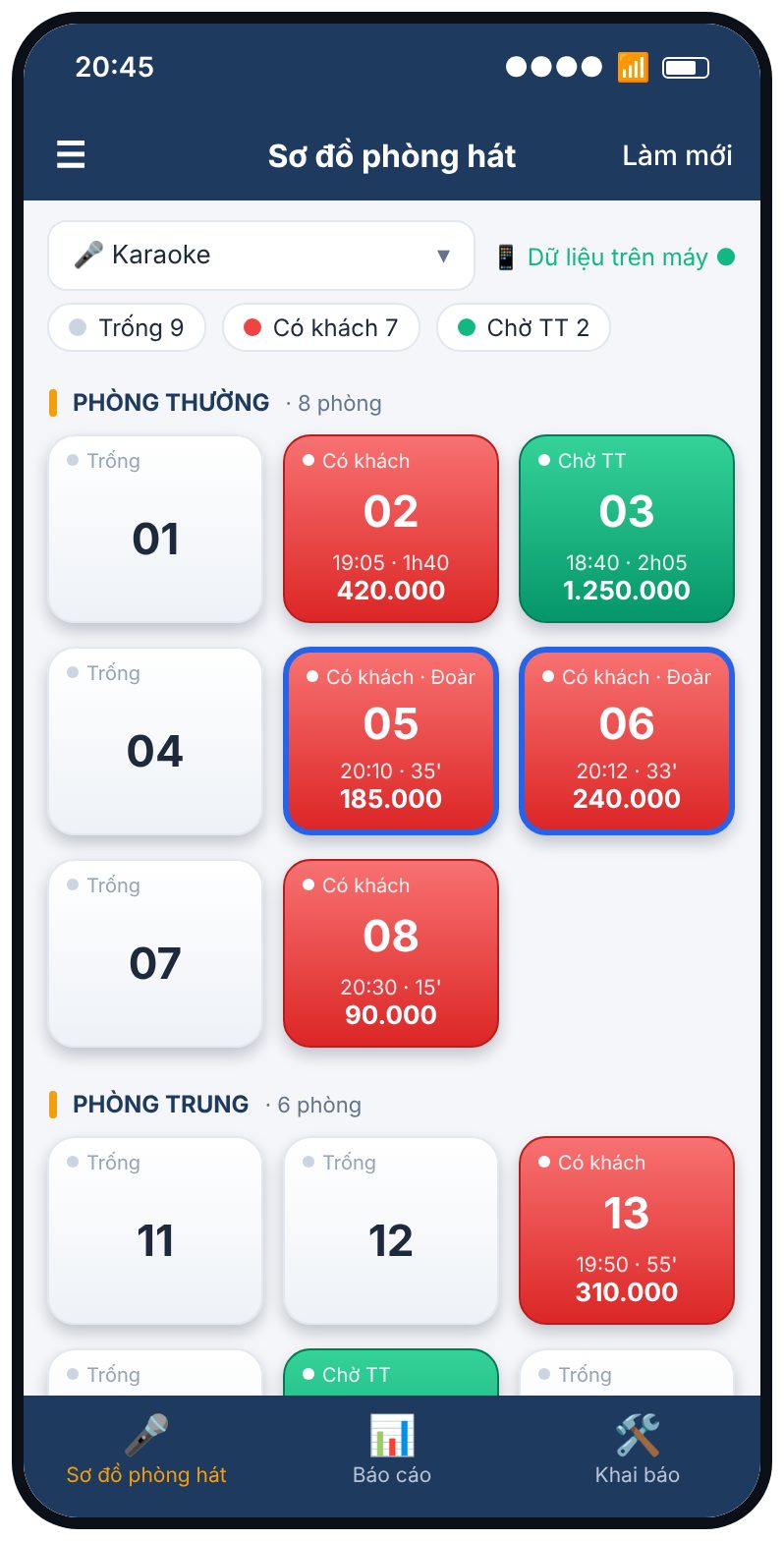 Sơ đồ phòng hát GoBar