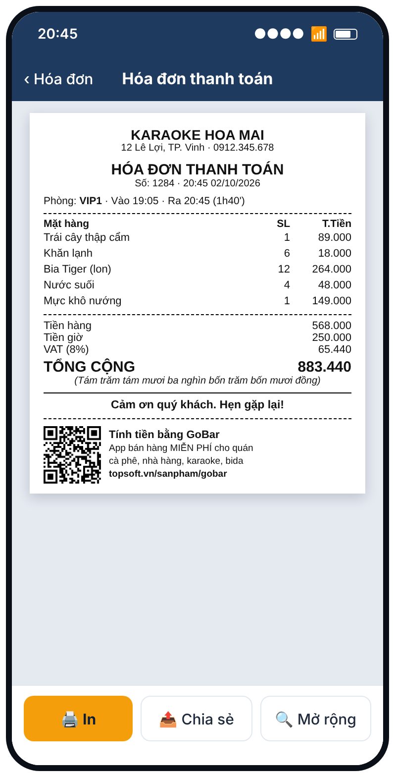 Xem trước hóa đơn 80mm
