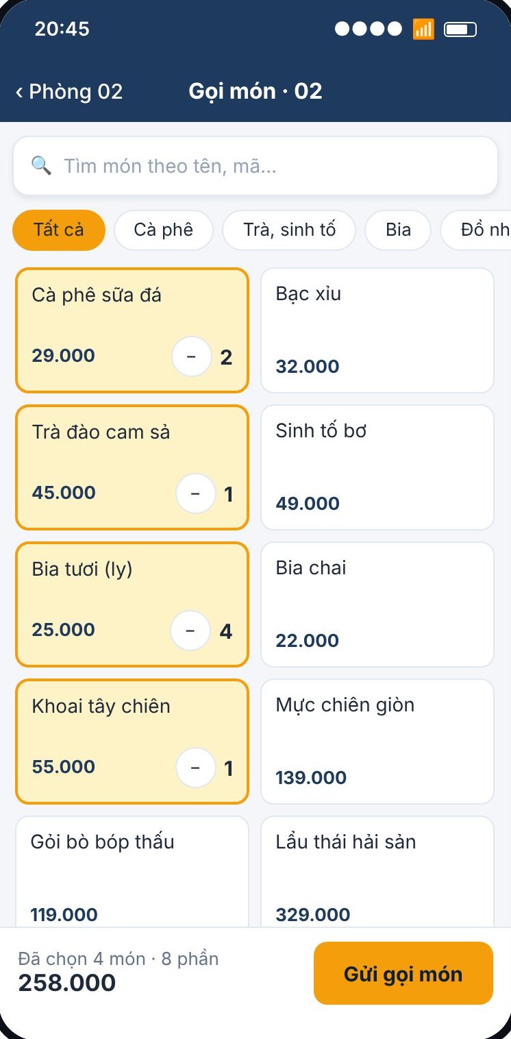 App GoBar gọi món trên điện thoại