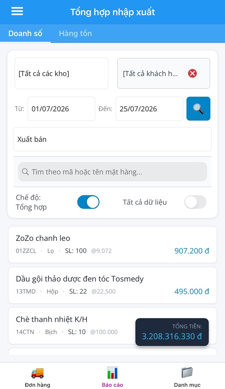 Báo cáo doanh số GoShop