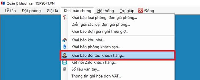 Khai báo đối tác khách hàng