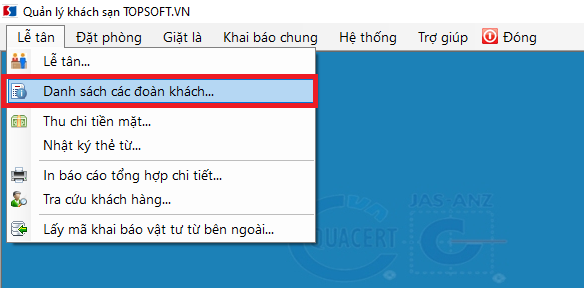 Danh sách đoàn khách