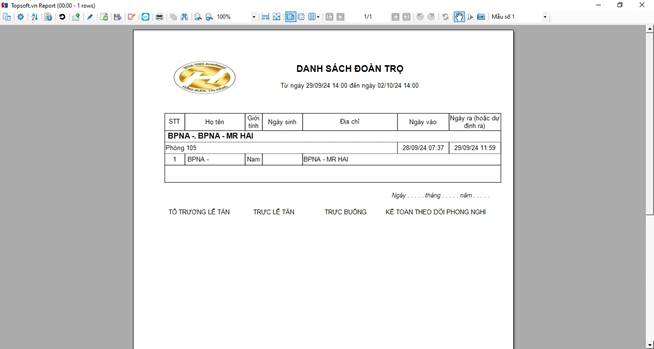 Báo cáo khách sẽ đi