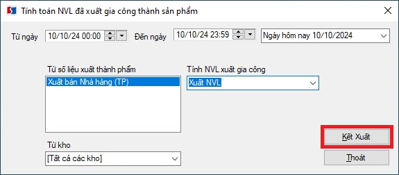 Cửa sổ kết xuất nguyên liệu